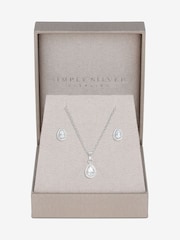 Simply Silver Silver Tone 925 Cubic Zirconia Halo Teardrop Set - Gift Boxed - Image 1 of 2