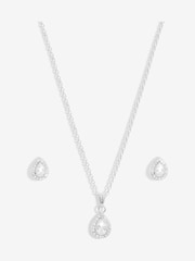 Simply Silver Silver Tone 925 Cubic Zirconia Halo Teardrop Set - Gift Boxed - Image 2 of 2