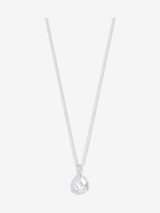 Simply Silver Silver Sterling 925 Cubic Zirconia Faceted Drop Pendant Necklace - Image 1 of 4