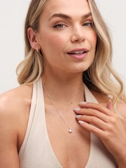 Simply Silver Silver Sterling 925 Cubic Zirconia Faceted Drop Pendant Necklace - Image 2 of 4