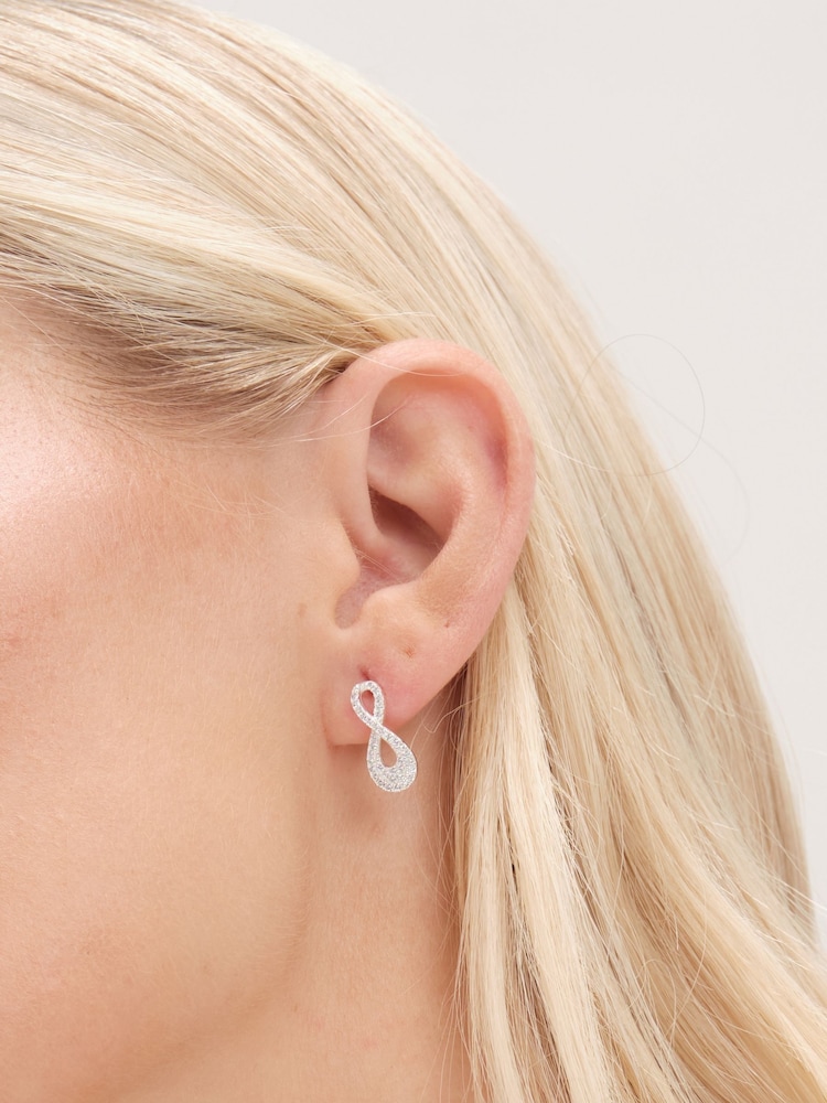 Simply Silver Silver Tone 925 Cubic Zirconia Infinity Stud Earrings - Image 2 of 3