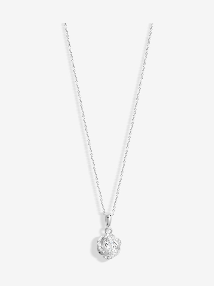 Simply Silver Silver Sterling 925 Cubic Zirconia Twist Halo Pendant Necklace - Image 1 of 4