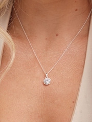 Simply Silver Silver Sterling 925 Cubic Zirconia Twist Halo Pendant Necklace - Image 2 of 4