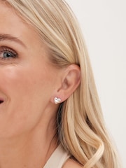 Simply Silver Silver Tone 925 Cubic Zirconia Scattered Stone Heart Stud Earrings - Image 2 of 3