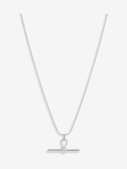 Simply Silver Silver Tone 925 Polished Textured T-Bar Pendant - Image 1 of 3