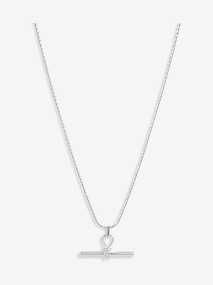 Simply Silver Silver Tone 925 Polished Textured T-Bar Pendant - Image 1 of 3