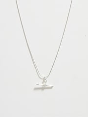 Simply Silver Silver Tone 925 Polished Textured T-Bar Pendant - Image 2 of 3
