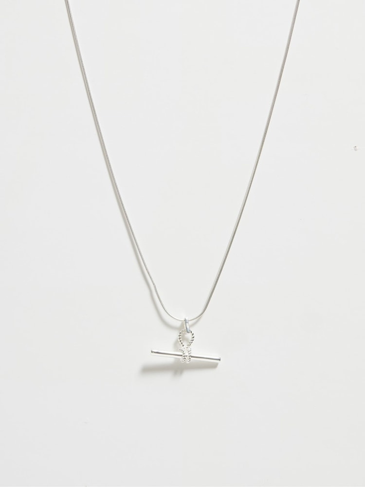 Simply Silver Silver Tone 925 Polished Textured T-Bar Pendant - Image 2 of 3