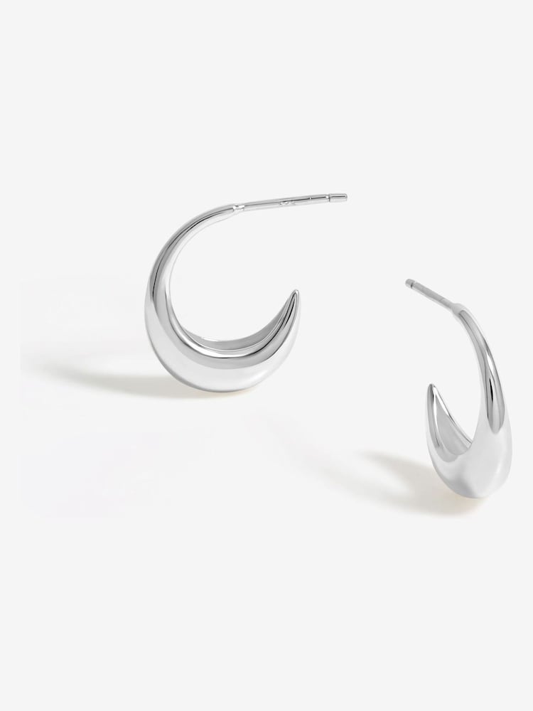 Simply Silver Silver Tone 925 Polished Curved Hoop Earrings - Image 1 of 3
