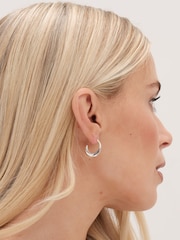 Simply Silver Silver Tone 925 Polished Curved Hoop Earrings - Image 3 of 3