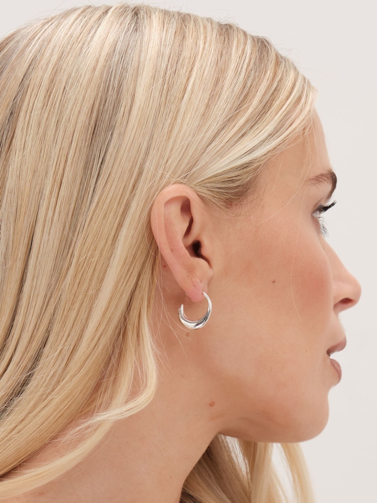 Simply Silver Silver Tone 925 Polished Curved Hoop Earrings - Image 3 of 3