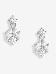 Simply Silver Silver Tone 925 Cubic Zirconia Round Drop Stud Earrings - Image 1 of 3