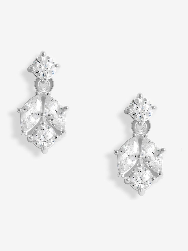 Simply Silver Silver Tone 925 Cubic Zirconia Round Drop Stud Earrings - Image 1 of 3