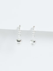 Simply Silver Silver Sterling 925 Starburst Heart Beaded Hoop Earrings - Image 4 of 4