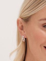 Simply Silver Silver Sterling 925 Polsihed And Cubic Zirconia Plaited Hoop Earrings - Image 3 of 3