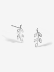 Simply Silver Silver Tone 925 Cubic Zirconia Leaf Stud Earrings - Image 1 of 3