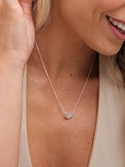 Simply Silver Silver Tone 925 Cubic Zirconia Heart Halo Pendant - Image 1 of 3