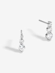 Simply Silver Silver Tone 925 Cubic Zirconia Graduated Drop Stud Earrings - Image 1 of 3