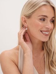Simply Silver Silver Sterling 925 Mother Of Pearl Round Clover Charm Huggie Earrings - Image 3 of 3