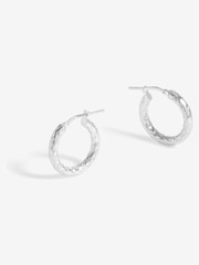 Simply Silver Silver Tone 925 Polished Diamond Cut Mini Hoop Earrings - Image 1 of 3