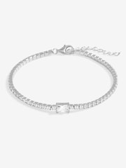 Simply Silver Silver Tone 925 Emerald Cut Crystal Bracelet - Image 1 of 3