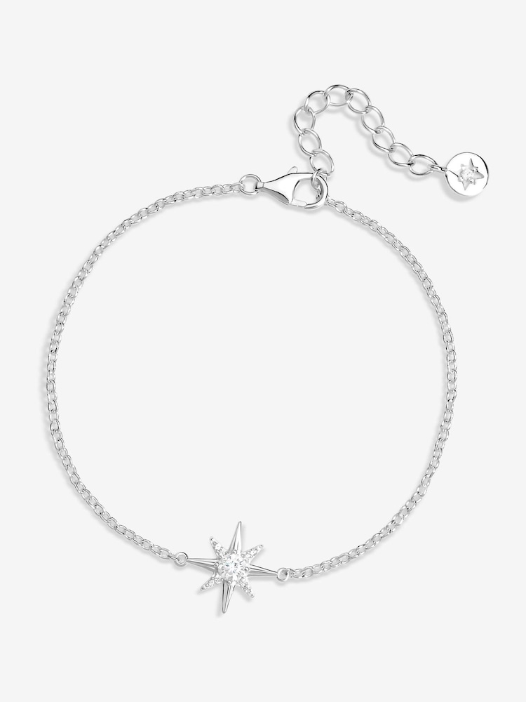 Simply Silver Silver Tone 925 Cubic Zirconia Star Toggle Bracelet - Image 1 of 4