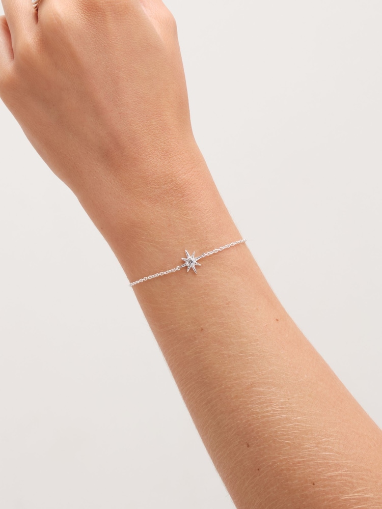 Simply Silver Silver Tone 925 Cubic Zirconia Star Toggle Bracelet - Image 2 of 4