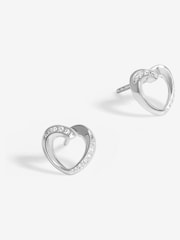 Simply Silver Silver Tone 925 Cubic Zirconia Twisted Heart Stud Earrings - Image 1 of 3