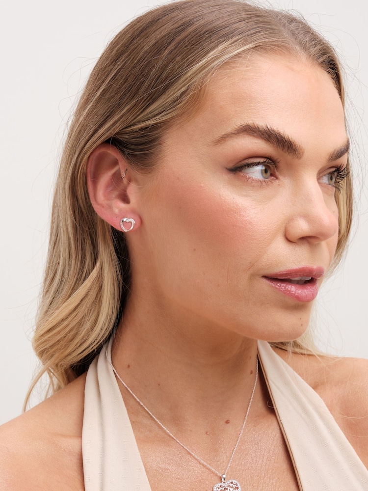 Simply Silver Silver Tone 925 Cubic Zirconia Twisted Heart Stud Earrings - Image 3 of 3