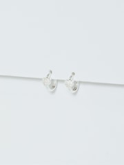Simply Silver Silver Tone 925 Pave Heart Huggie Hoop Earrings - Image 3 of 3