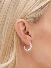 Simply Silver Silver Tone 925 Polished And Beaded Hoop Earrings - Image 2 of 3