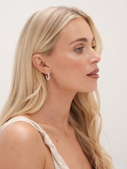 Simply Silver Silver Tone 925 Polished And Beaded Hoop Earrings - Image 3 of 3