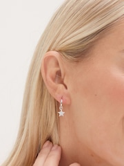 Simply Silver Silver Tone 925 Pave Star Huggie Hoop Earrings - Image 2 of 3