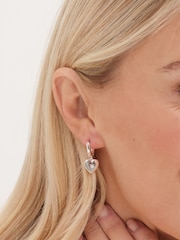 Simply Silver Silver Tone 925 Starburst Heart Hoop Earrings - Image 2 of 3