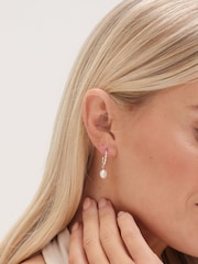 Simply Silver Silver Tone 925 Polished twist and Pearl Hoop Earrings - Image 3 of 3