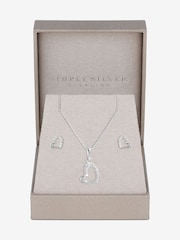 Simply Silver Silver Tone 925 Polished And Cubic Zirconia Heart Set - Gift Boxed - Image 2 of 4