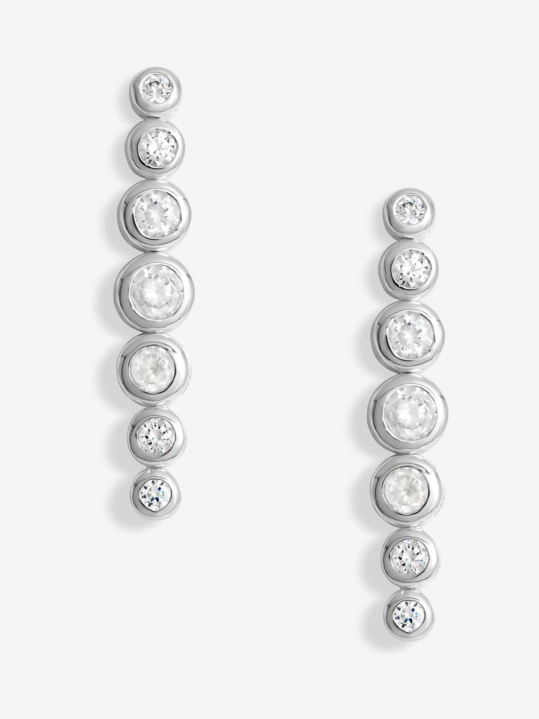 Simply Silver Silver Tone 925 Cubic Zirconia Graduated Tennis Drop Earrings