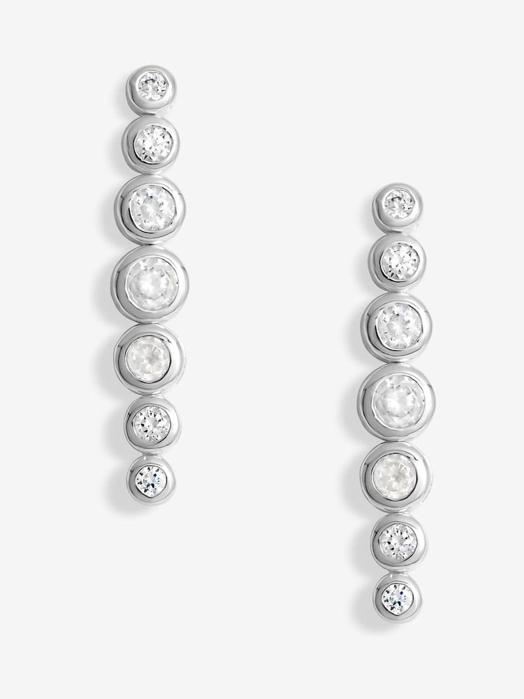 Simply Silver Silver Tone 925 Cubic Zirconia Graduated Tennis Drop Earrings - Image 1 of 3