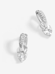 Simply Silver Silver Tone 925 Cubic Zirconia Heart Hoop Earrings - Image 1 of 3