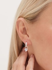 Simply Silver Silver Tone 925 Cubic Zirconia Heart Hoop Earrings - Image 2 of 3