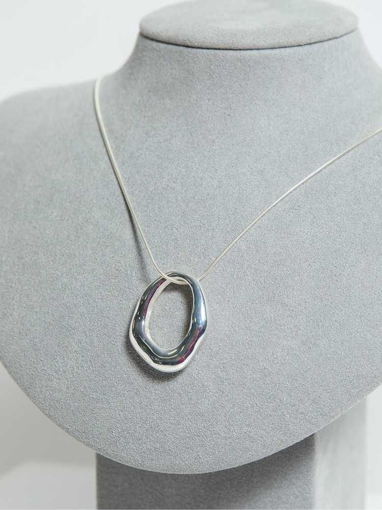 Simply Silver Silver Tone 925 Polished Molten Open Pendant - Image 2 of 4