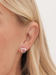 Simply Silver Silver Sterling 925 Polished and Crystal Heart Stud Earrings - Image 2 of 3