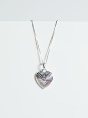 Simply Silver Silver Tone 925 Ridged Cubic Zirconia Heart Pendant - Image 2 of 3