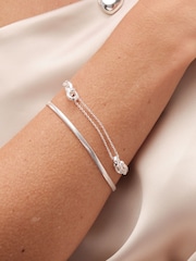 Simply Silver Silver Sterling 925 Fine Flat Snake Chain Bracelet - Image 2 of 4