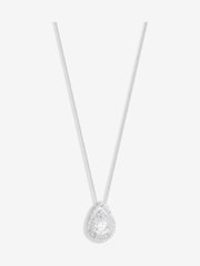 Simply Silver Silver Tone 925 Cubic Zirconia Pear Double Halo Pendant - Image 1 of 3