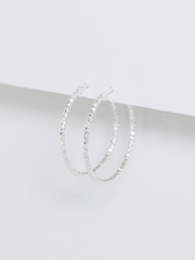 Simply Silver Silver Sterling 925 Polished Diamond Cut Large Hoop Earrings - Image 1 of 4