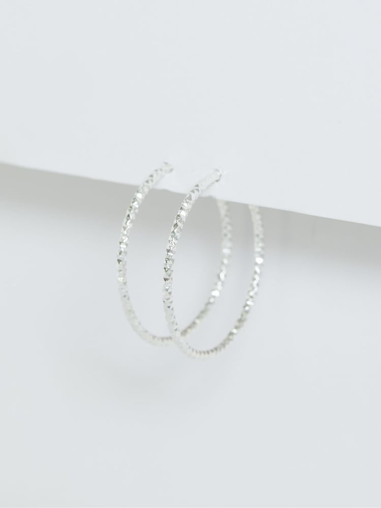 Simply Silver Silver Sterling 925 Polished Diamond Cut Large Hoop Earrings - Image 1 of 4