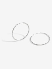 Simply Silver Silver Sterling 925 Polished Diamond Cut Large Hoop Earrings - Image 2 of 4