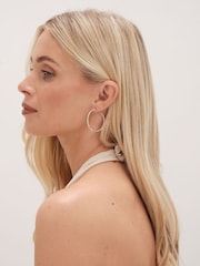 Simply Silver Silver Sterling 925 Polished Diamond Cut Large Hoop Earrings - Image 4 of 4