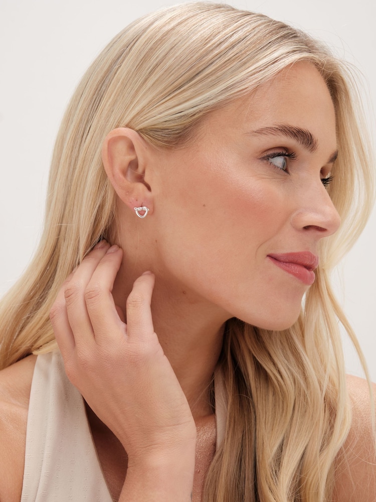 Simply Silver Silver Tone 925 Polished Knot Heart Stud Earrings - Image 2 of 3